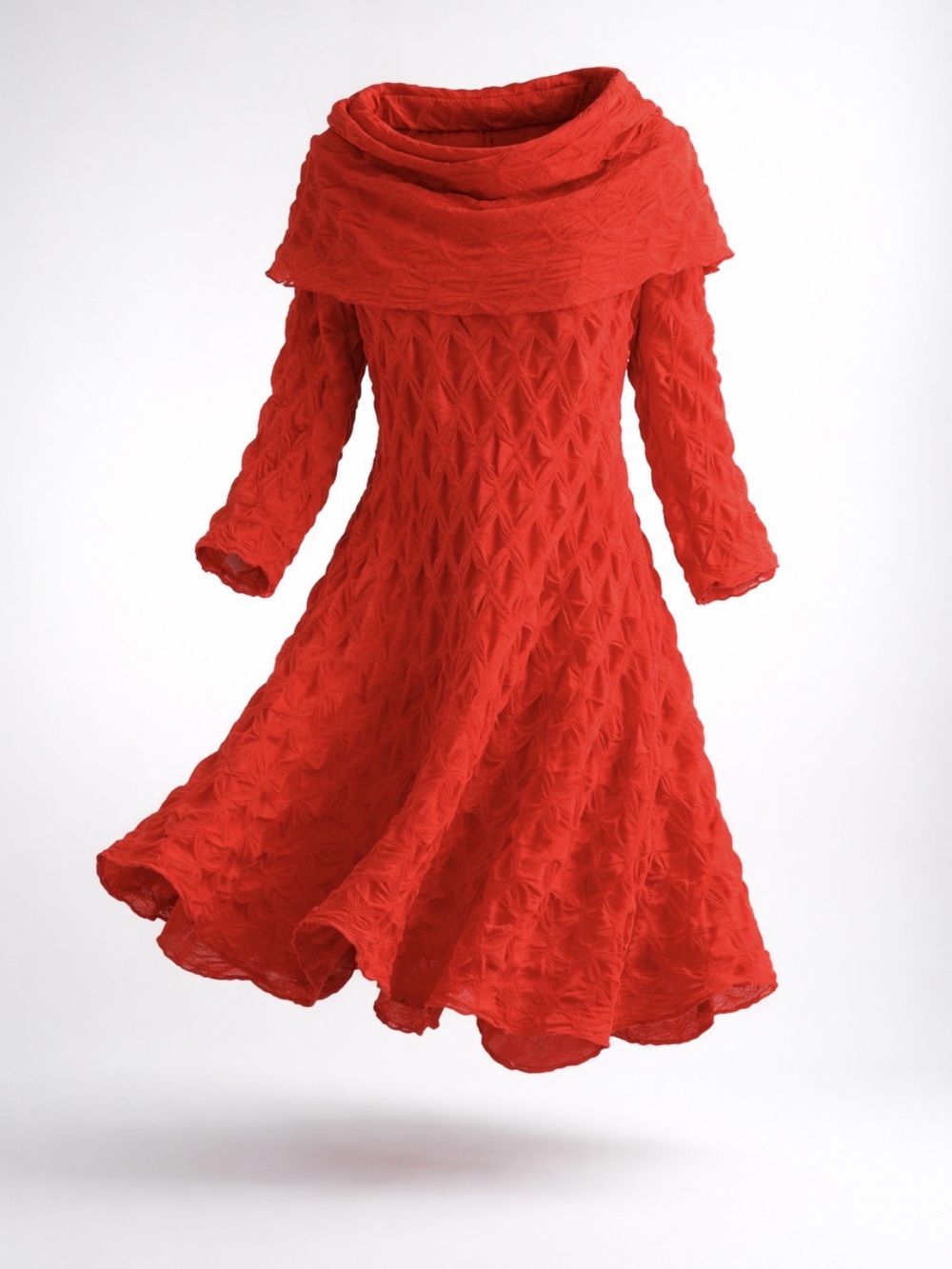 Elegant Red Seven Karat Long Sleeve Off Shoulder XLCollar  Party Dress